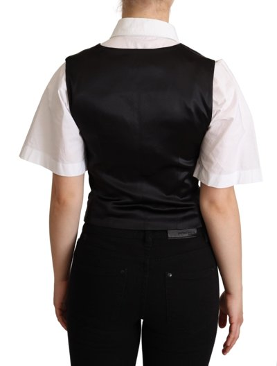 Shop Dolce & Gabbana Black Silk Sleeveless Waistcoat Women's Vest