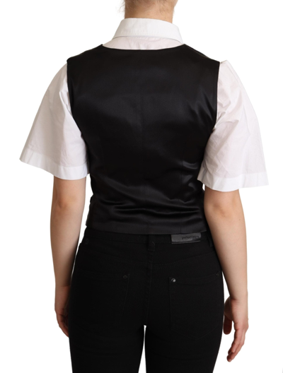 Dolce & Gabbana Black Silk Sleeveless Waistcoat Vest In Black