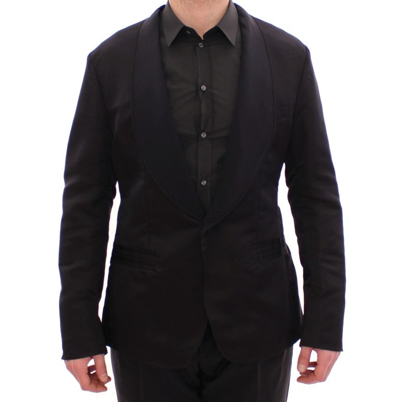 Shop Dolce & Gabbana Elegant Black Silk Slim Fit Men's Blazer