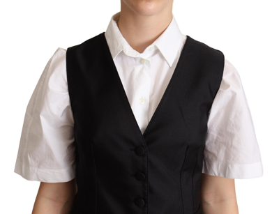 Dolce & Gabbana Black Silk Sleeveless Waistcoat Vest In Black