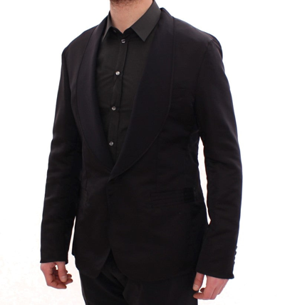 Shop Dolce & Gabbana Elegant Black Silk Slim Fit Men's Blazer