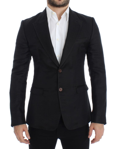 Shop Dolce & Gabbana Black Silk Slim Fit Men's Blazer
