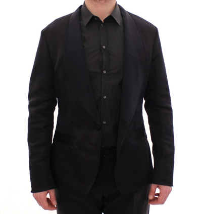 Shop Dolce & Gabbana Elegant Black Silk Slim Fit Men's Blazer