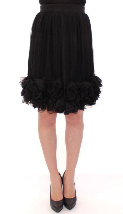 Shop Dolce & Gabbana Black Silk Transparent Above Knees Women's Skirt