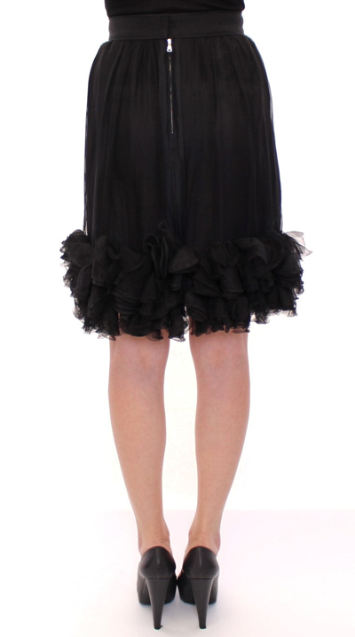 Shop Dolce & Gabbana Black Silk Transparent Above Knees Women's Skirt