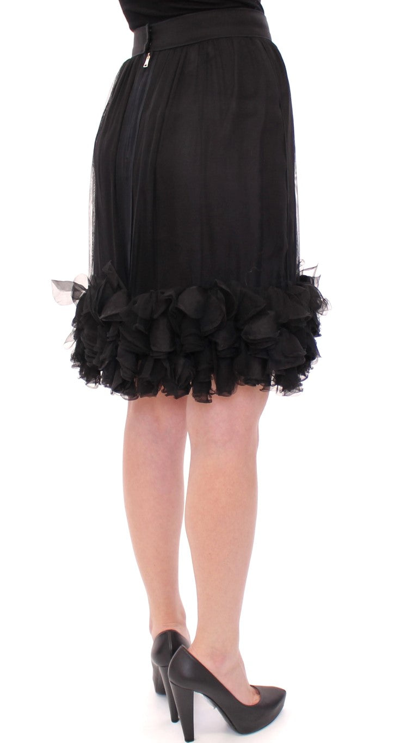 Shop Dolce & Gabbana Black Silk Transparent Above Knees Women's Skirt