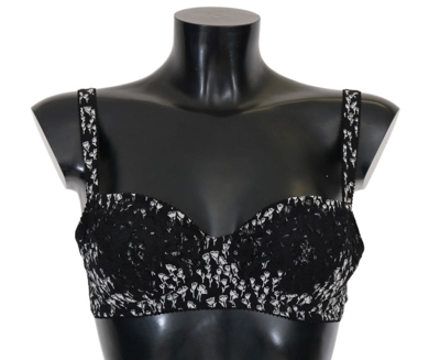 Shop Dolce & Gabbana Black Silk White Lace Stretch Underwear Women's Bra