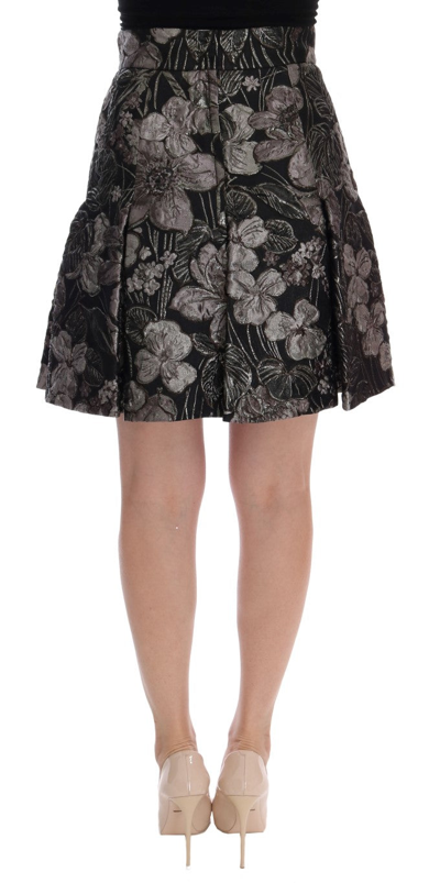 Shop Dolce & Gabbana Black Silver Brocade Floral Women's Skirt