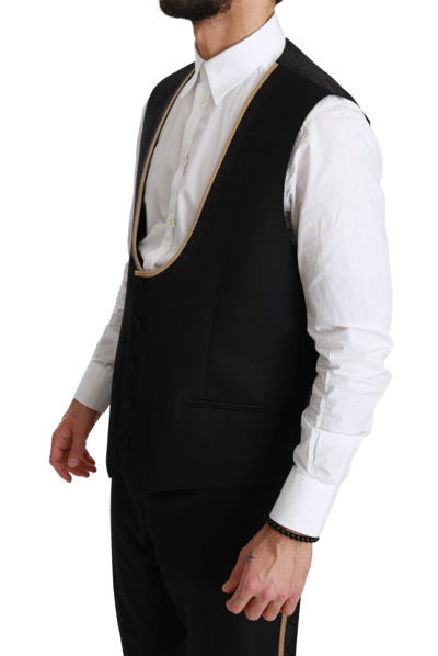 Shop Dolce & Gabbana Elegant Black Silk-blend 3 Piece Men's Suit