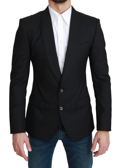 Dolce & Gabbana Black Single Breasted Formal Wool Blazer In Black