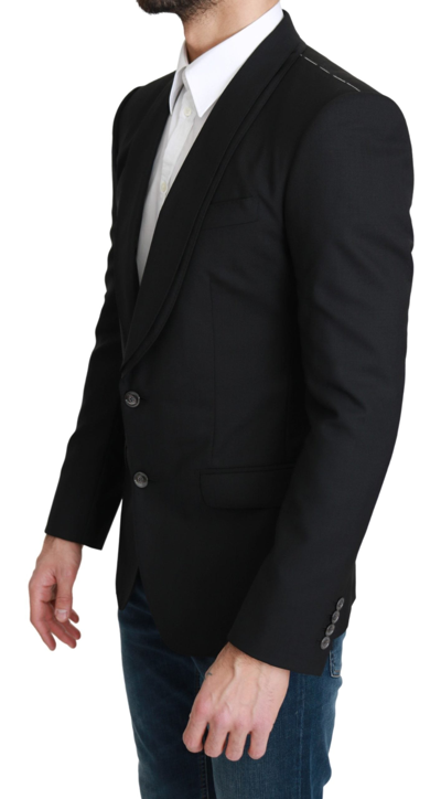 Dolce & Gabbana Black Single Breasted Formal Wool Blazer In Black