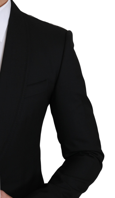 Dolce & Gabbana Black Single Breasted Formal Wool Blazer In Black