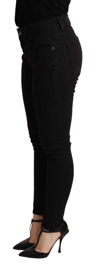 Shop Dolce & Gabbana Black Skinny Denim Cotton Stretch Women's Trouser
