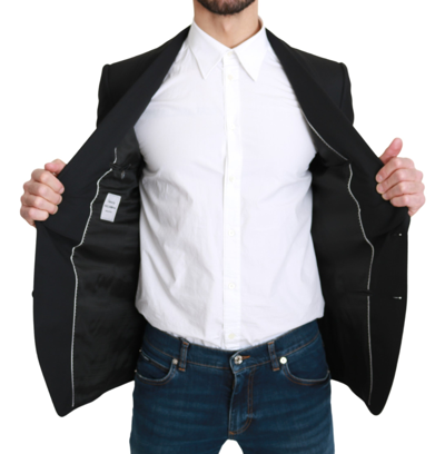 Dolce & Gabbana Black Single Breasted Formal Wool Blazer In Black