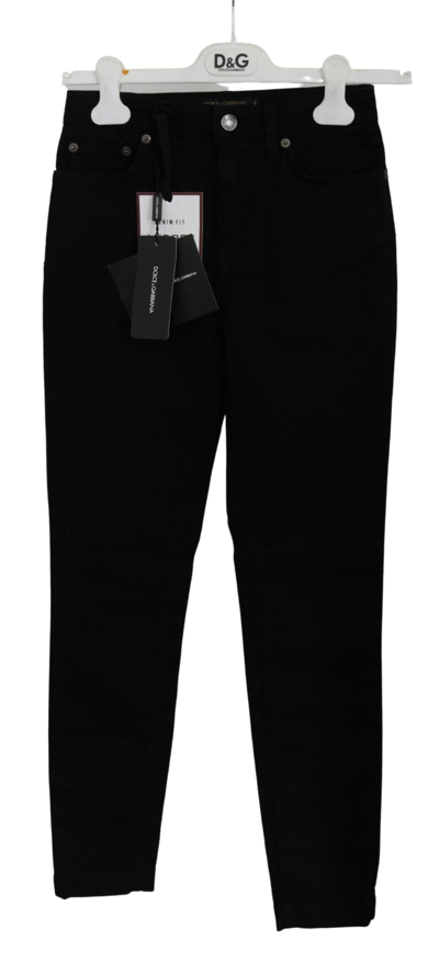 Shop Dolce & Gabbana Black Skinny Trouser Cotton Stretch Women's Jeans