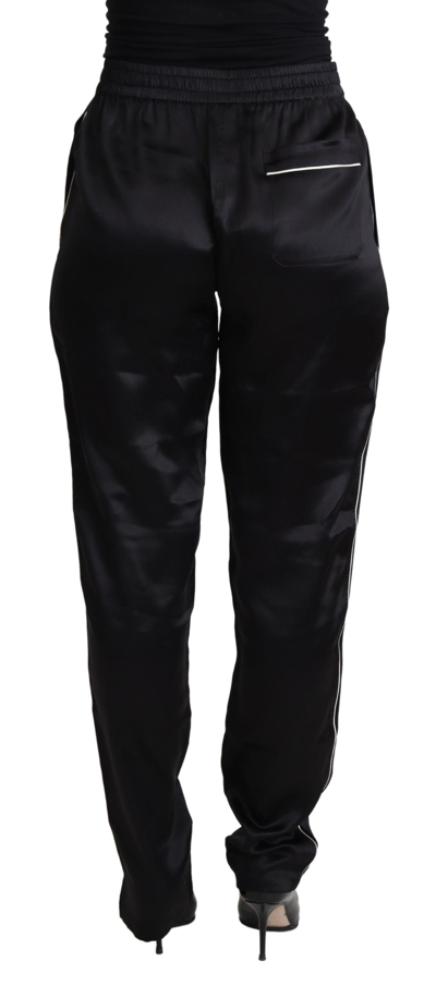 Shop Dolce & Gabbana Black Skinny Tapered Trouser Silk Satin Women's Pants