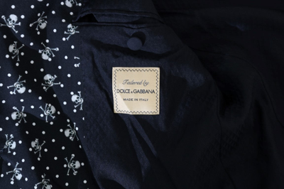 Shop Dolce & Gabbana Black Skull Print Slim Fit 3 Piece Men's Suit In Black/white