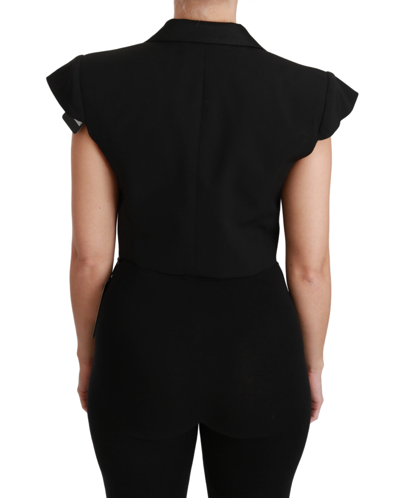 Shop Dolce & Gabbana Black Sleeveless Cropped Blazer Wool Women's Jacket
