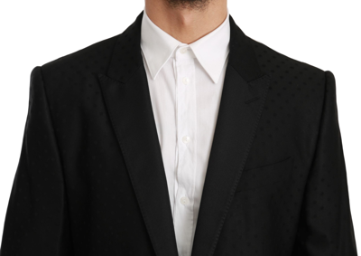 Shop Dolce & Gabbana Polka Dotted Slim Fit Martini Men's Jacket In Black