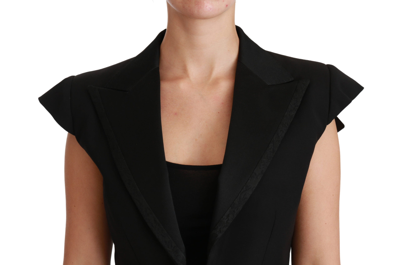 Shop Dolce & Gabbana Black Sleeveless Cropped Blazer Wool Women's Jacket