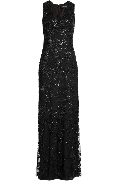 Jenny Packham Embellished Floor Length Dress In Black