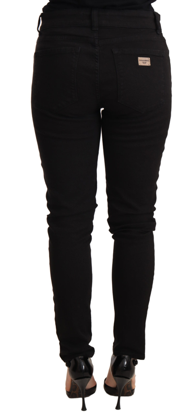 Shop Dolce & Gabbana Black Slim Fit Cotton Stretch Denim Women's Jeans