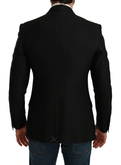 Shop Dolce & Gabbana Elegant Black Polka Dotted Wool Blend Men's Blazer
