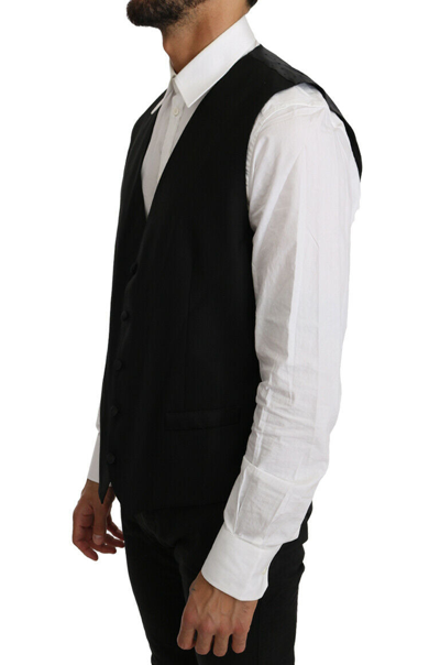 Shop Dolce & Gabbana Elegant Black Formal Wool Blend Men's Vest