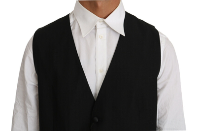 Shop Dolce & Gabbana Elegant Black Formal Wool Blend Men's Vest