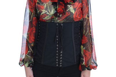 Shop Dolce & Gabbana Black Stretch Corset Waist Strap Women's Belt