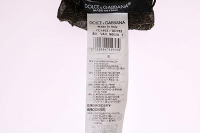 Shop Dolce & Gabbana Black Stretch Floral Clear Crystal Women's Socks