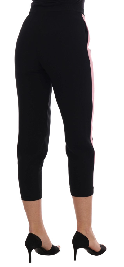 Shop Dolce & Gabbana Black Stretch Pink Stripes Capri Women's Pants