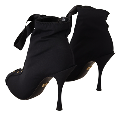 Shop Dolce & Gabbana Black Stretch Short Ankle Boots Women's Shoes