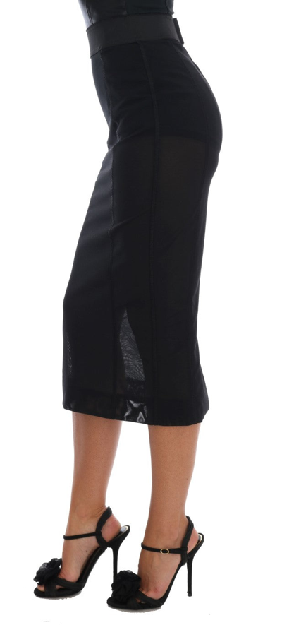 Shop Dolce & Gabbana Black Stretch Straight Pencil Women's Skirt