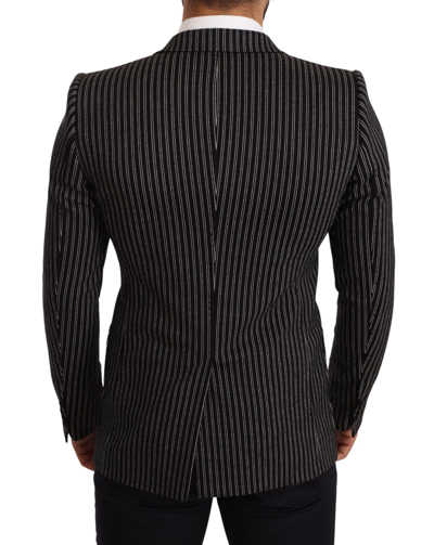 Shop Dolce & Gabbana Elegant Black Striped Virgin Wool Men's Blazer