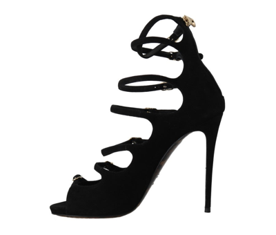 Shop Dolce & Gabbana Black Suede Ankle Strap Heels Women's Pumps