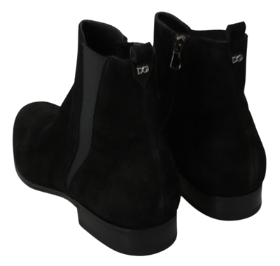 Shop Dolce & Gabbana Black Suede Leather Chelsea Boots Men's Shoes
