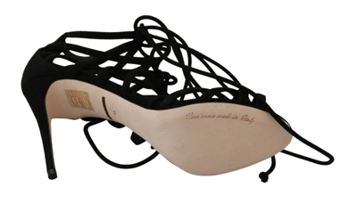 Shop Dolce & Gabbana Black Suede Strap Stilettos Shoes Women's Sandals