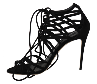 Shop Dolce & Gabbana Black Suede Strap Stilettos Women's Sandals