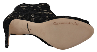 Shop Dolce & Gabbana Black Taormina Lace Booties Stilettos Women's Shoes