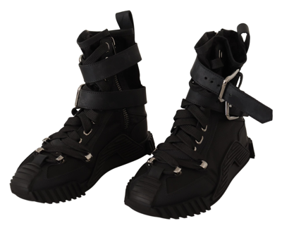 Shop Dolce & Gabbana Black Trekking Boots High Cut Sneakers Women's Shoes