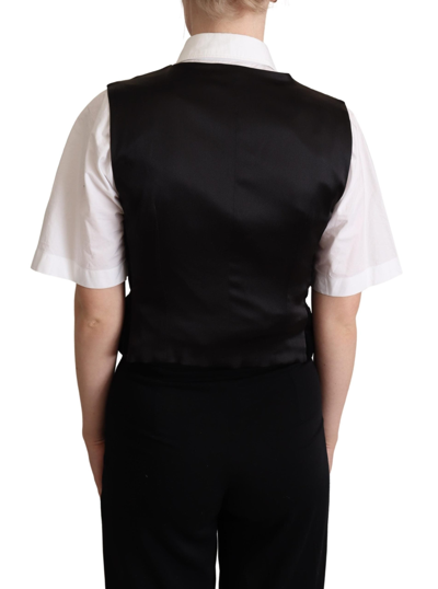 Shop Dolce & Gabbana Black Velvet Sleeveless Waistcoat Women's Vest