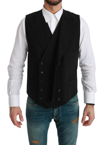 Shop Dolce & Gabbana Black Waistcoat Formal Double  Breasted Men's Vest