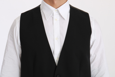 Shop Dolce & Gabbana Black Waistcoat Formal Virgin Wool Men's Vest