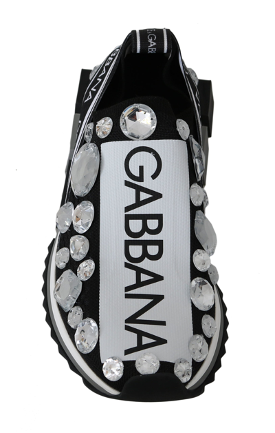 Shop Dolce & Gabbana Black White Crystal Women's Sneakers Women's Shoes