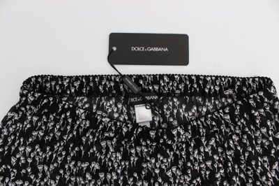 Shop Dolce & Gabbana Black White Floral Lace Silk Sleepwear Women's Shorts In Black/white