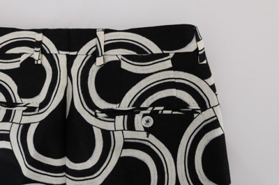 Shop Dolce & Gabbana Black White Pattern 100% Linen Men's Pants In Black/white