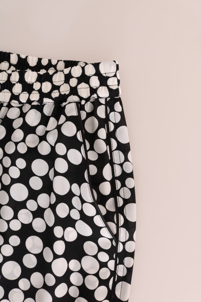 Shop Dolce & Gabbana Black White Polka Dottes Silk Women's Pants In Black/white