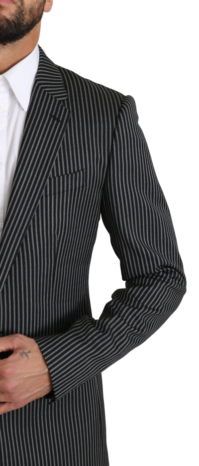 Shop Dolce & Gabbana Elegant Striped Wool-silk Two-piece Men's Suit In Black