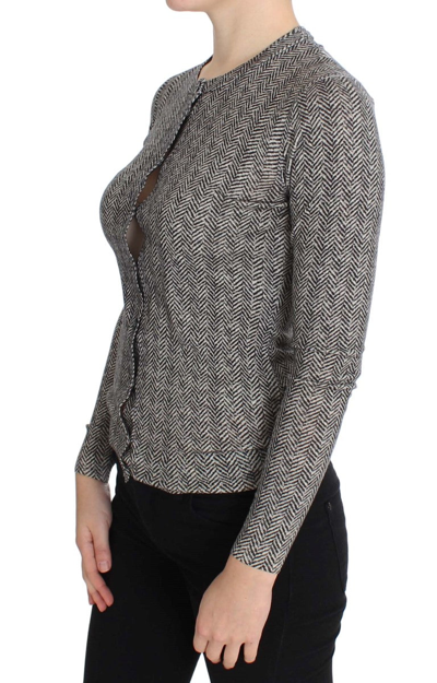 Dolce & Gabbana Black White Wool Top Cardigan Sweater In Black/white